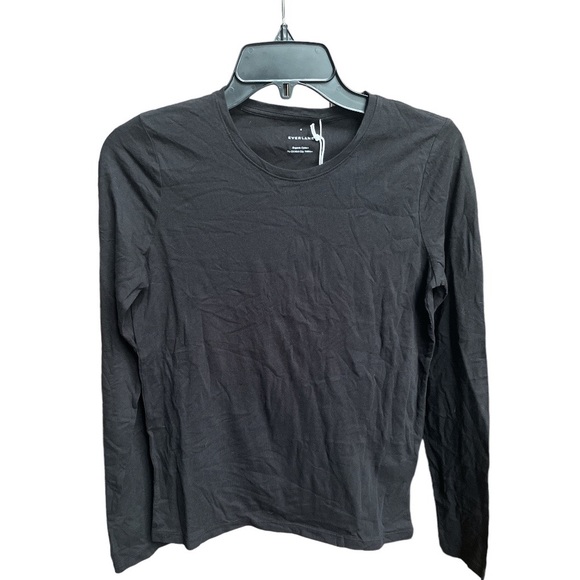 Everlane The Organic Cotton Long-Sleeve Crew Tee Black Size Small - Picture 2 of 7